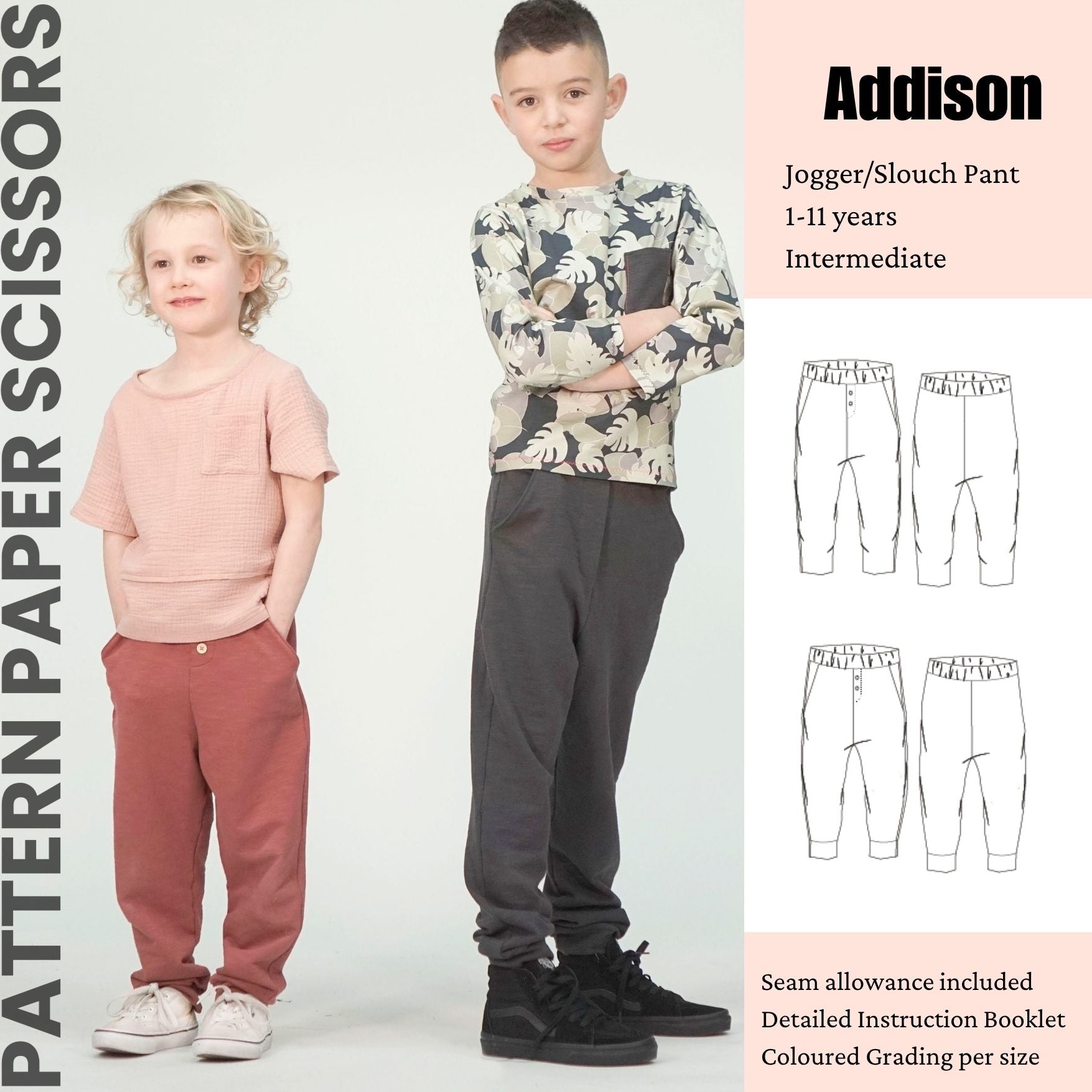 Kids Slouch Pant Jogger PDF Sewing Pattern