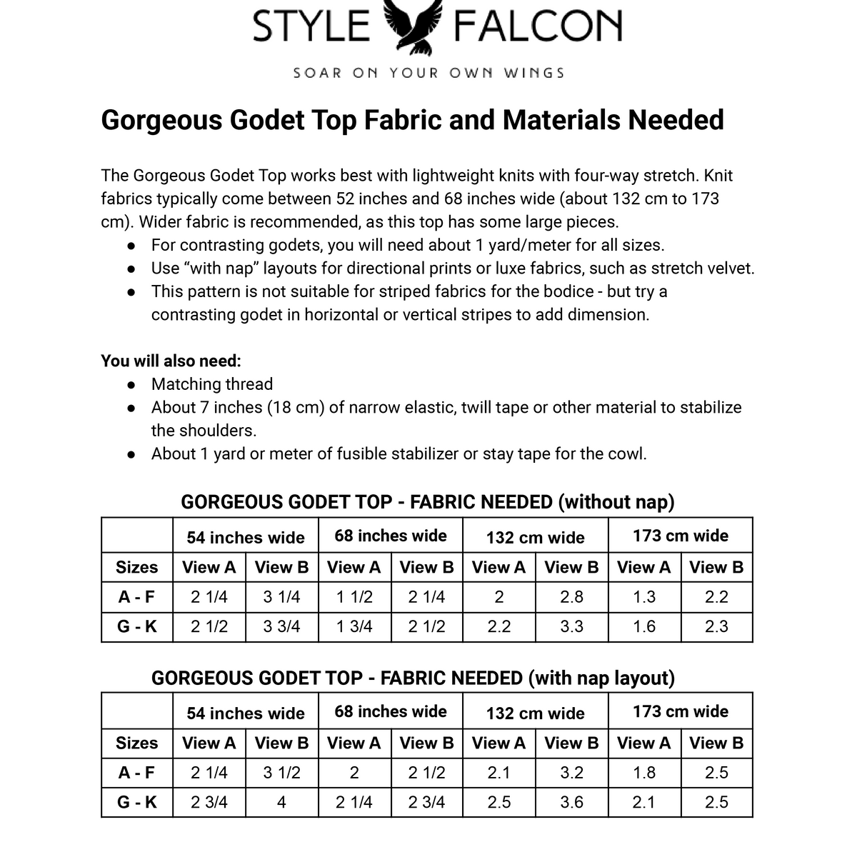Style Falcon Gorgeous Godet Top Digital Sewing Pattern