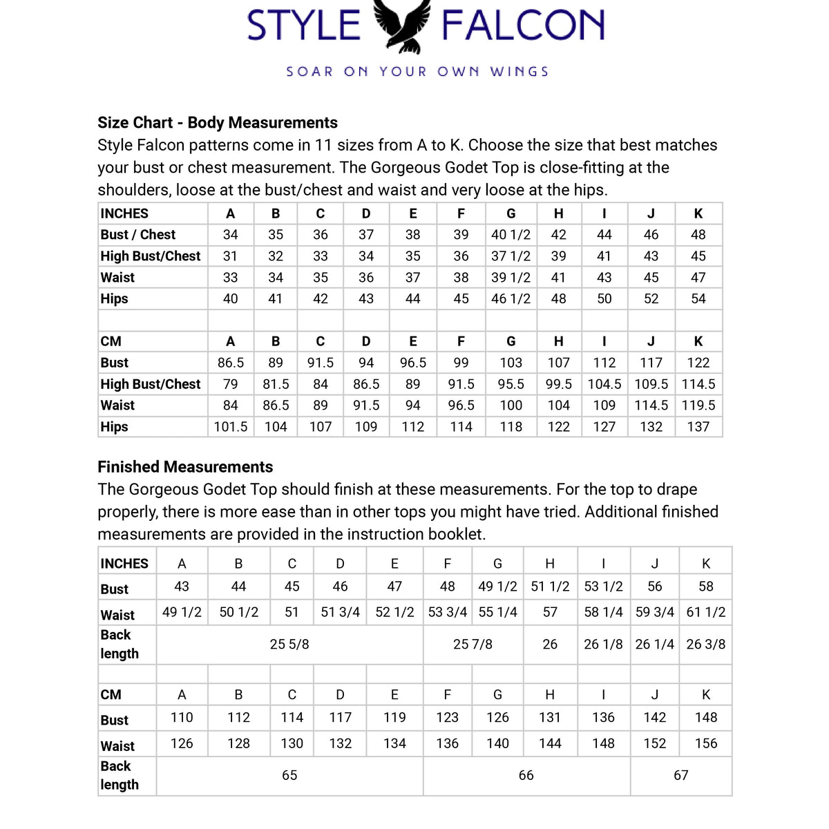Style Falcon Gorgeous Godet Top Digital Sewing Pattern