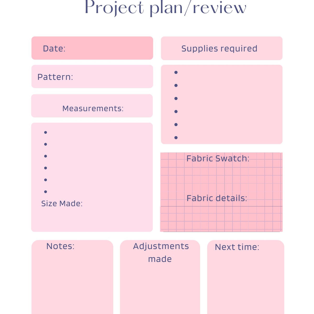 Free Sewing Project Planner | Digital Download – BeyondThePinkDoor