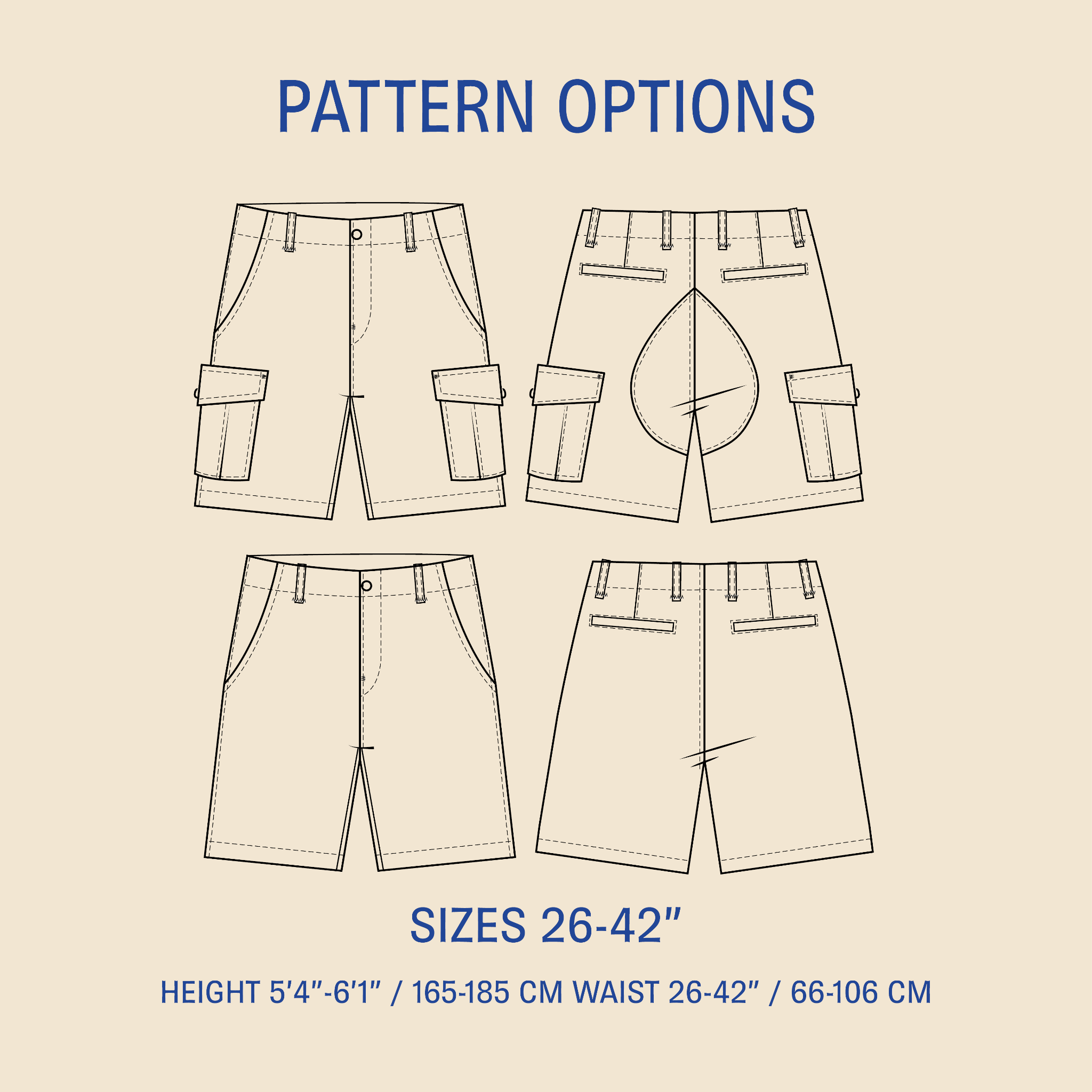 Cargo Shorts sewing pattern Wardrobe By Me