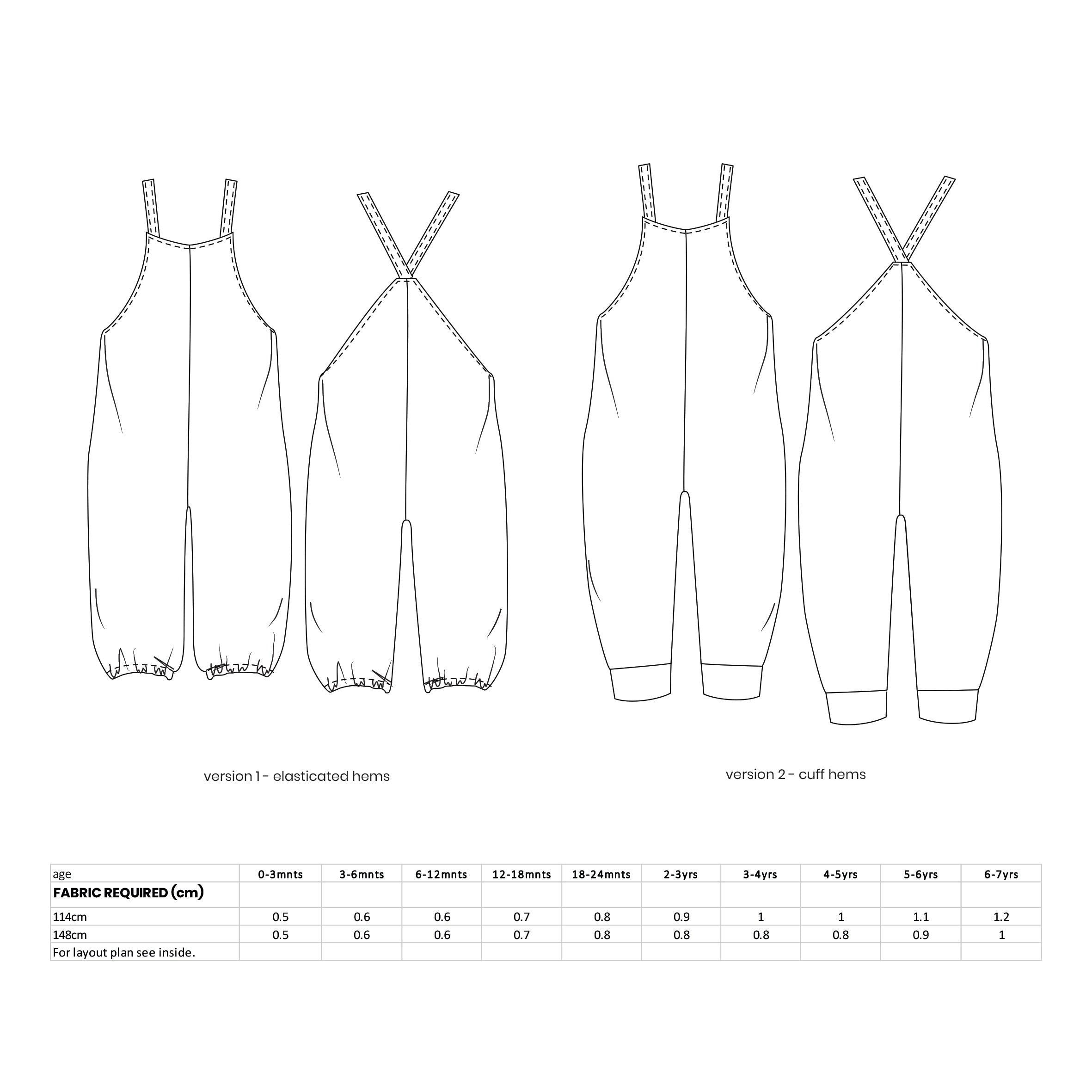 Baby/Toddler Avery Romper Dungaree PDF Sewing Pattern