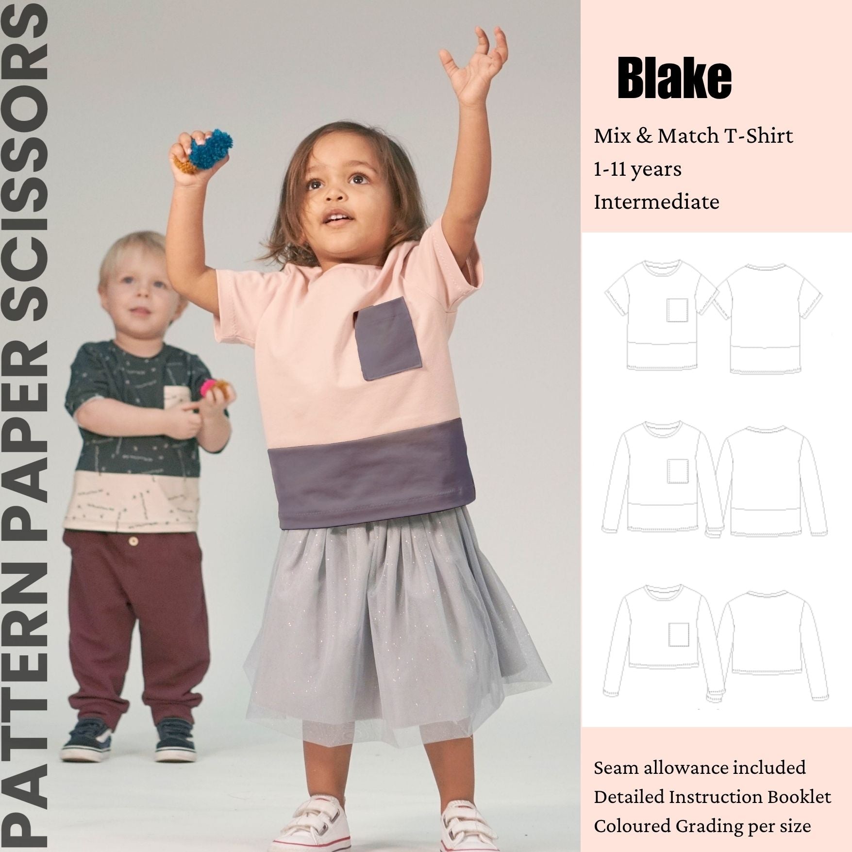 Kids Mix and Match Style Tee, T-Shirt PDF Sewing Pattern