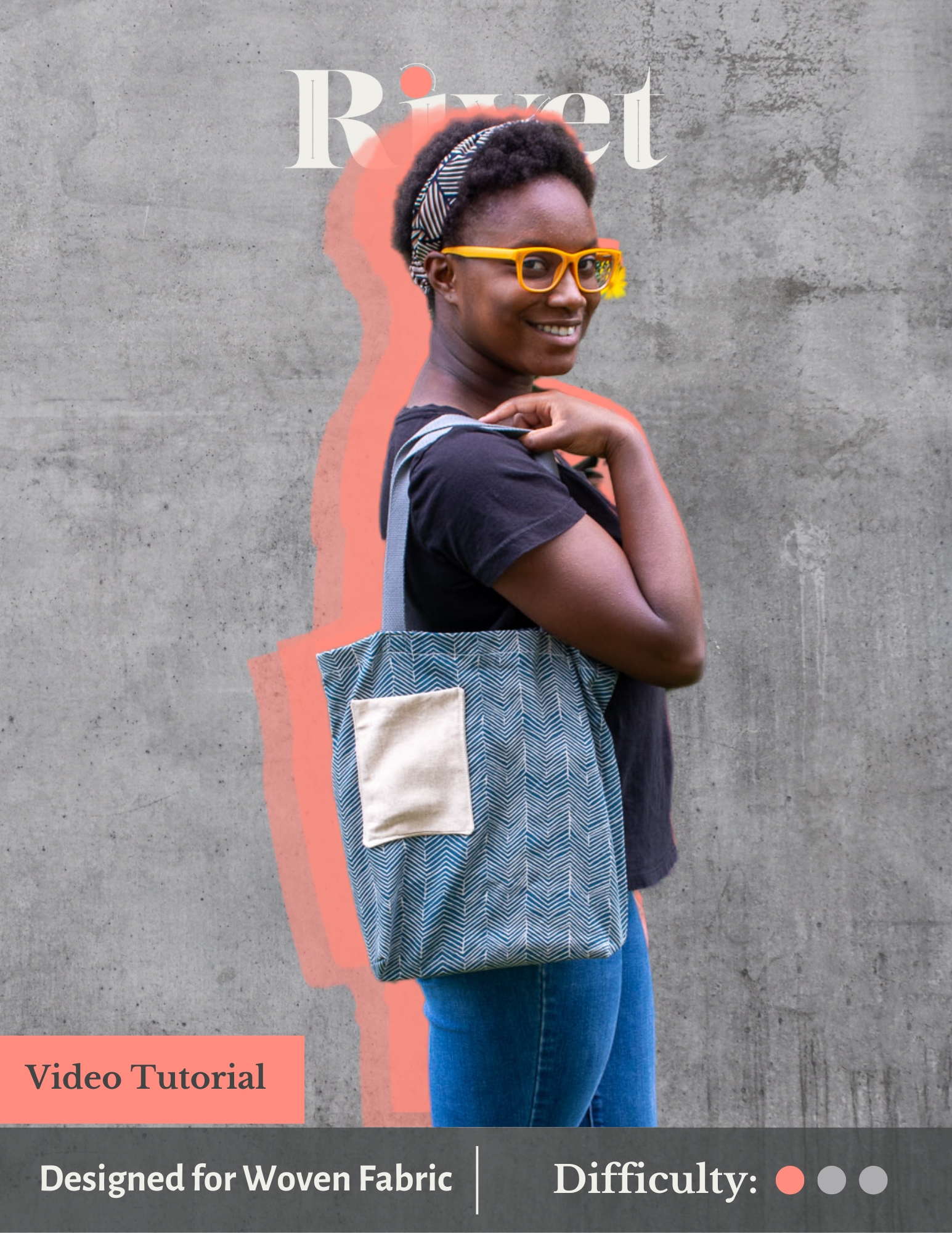 Image of blue Rivet Patterns Forte Tote Bag being worn