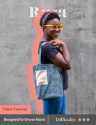 Image of blue Rivet Patterns Forte Tote Bag being worn