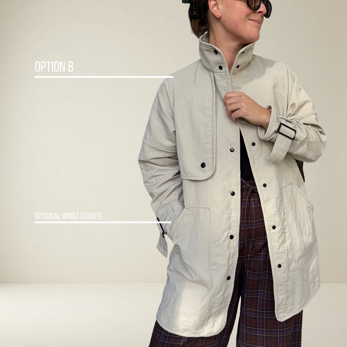 JK001 - Veste oversized avec manches raglan et ''gun flap''