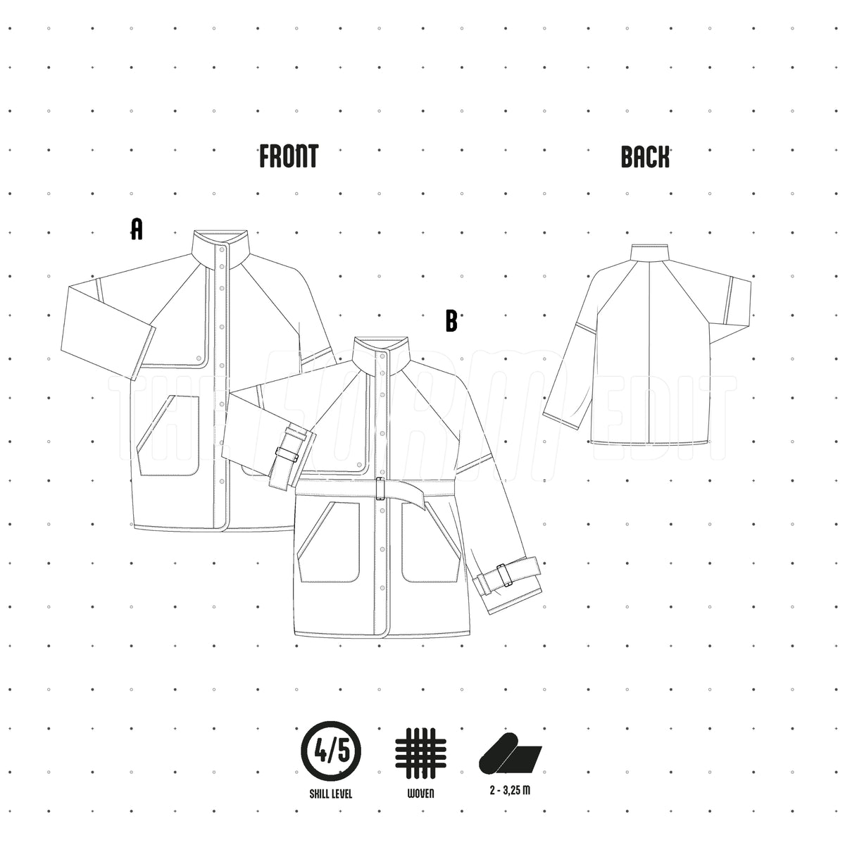JK001 - Veste oversized avec manches raglan et ''gun flap''