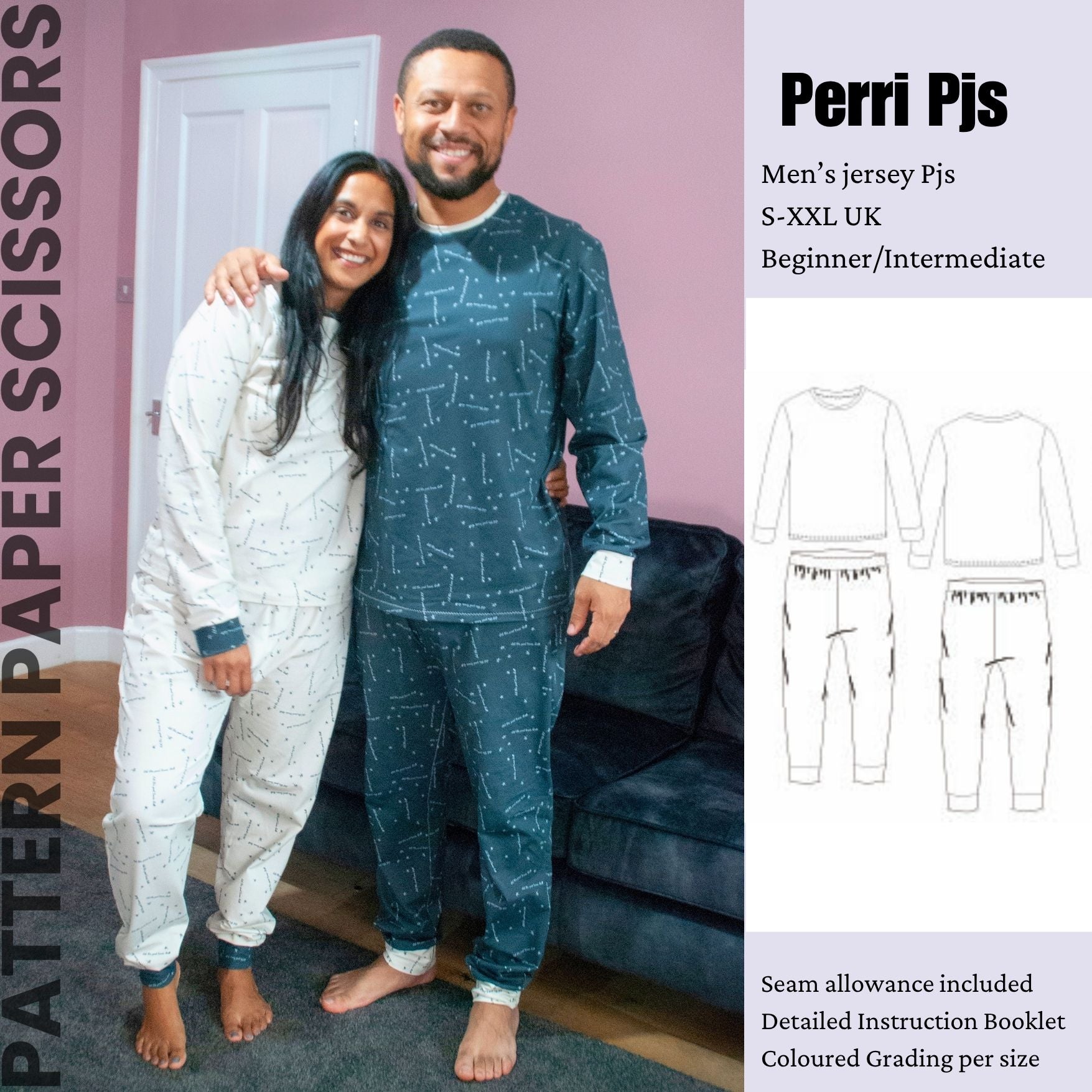 Mens Perri PJs, Comfort Fit, Stretch PDF Sewing Pattern