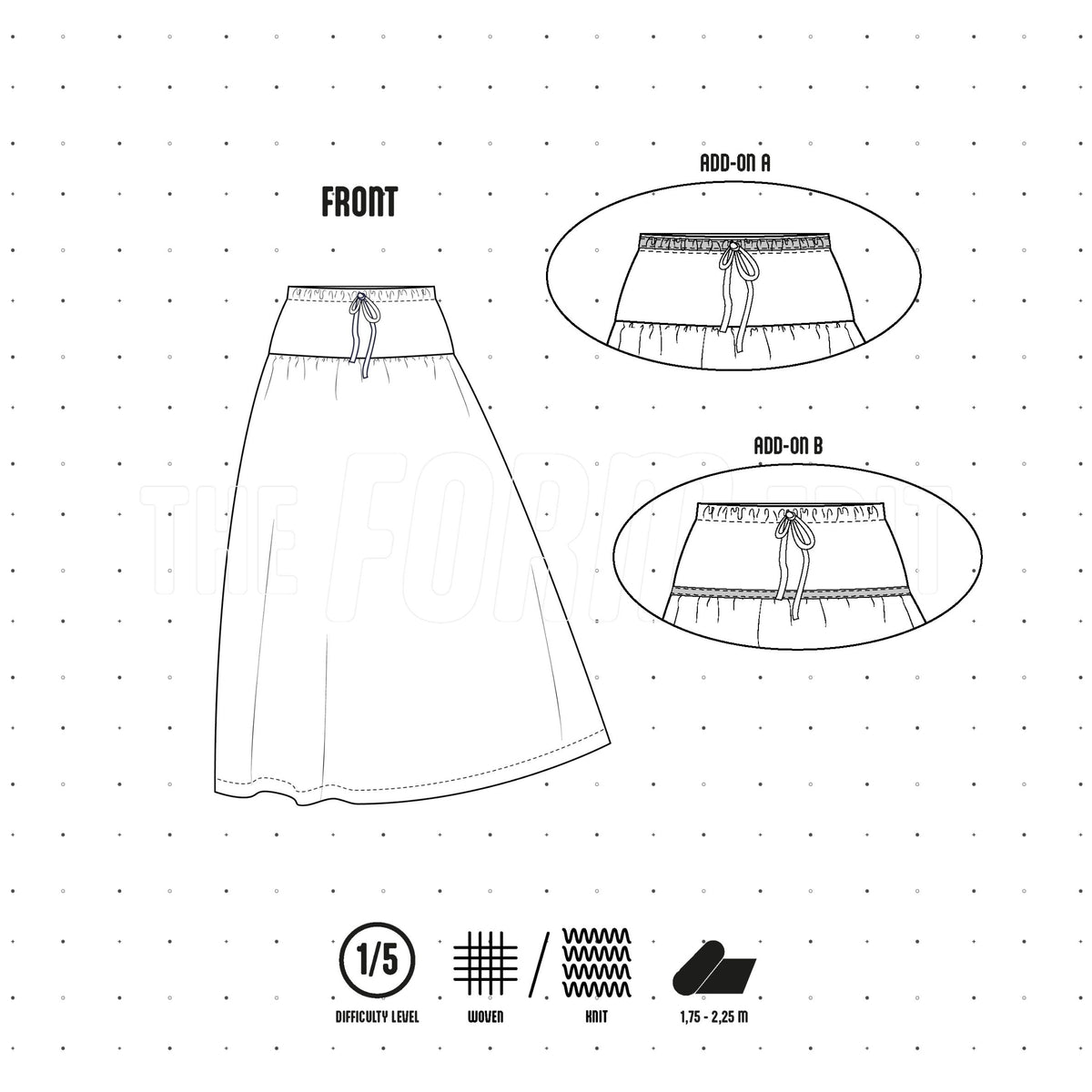 SK001 - Jupe à taille élastique avec découpes aux hanches