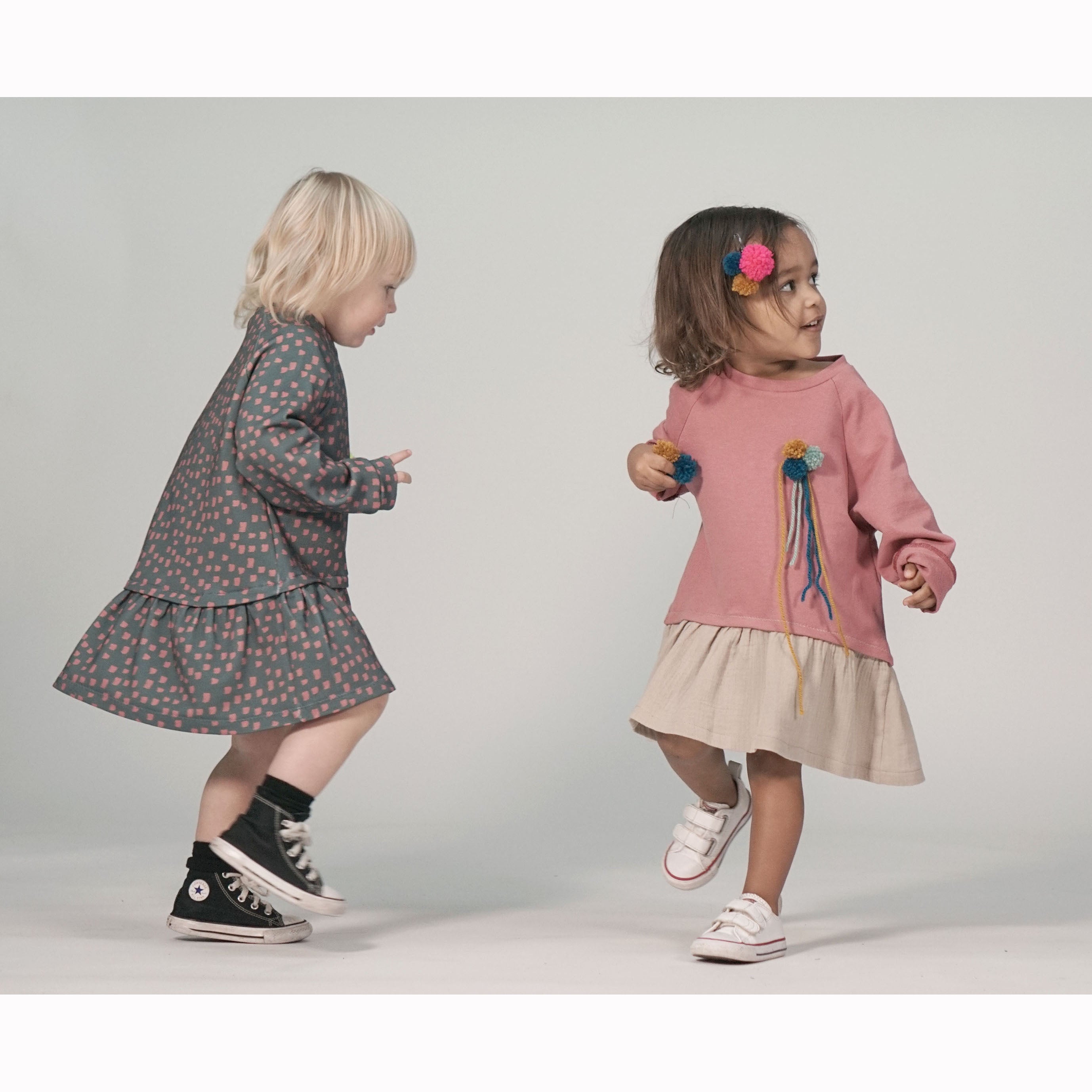 Kids, Girls 2 in 1 Layered Sweat Dress PDF Sewing Pattern, Ages 1-11 years