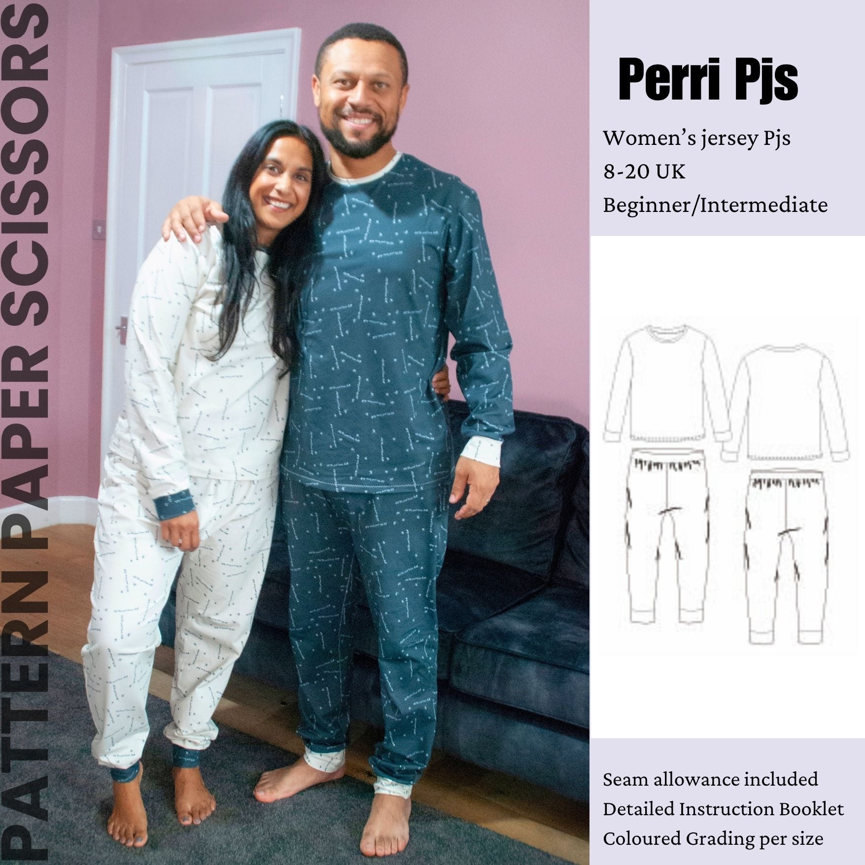 Women's Perri PJs PDF Sewing Pattern, Relaxed Fit In Stretch
